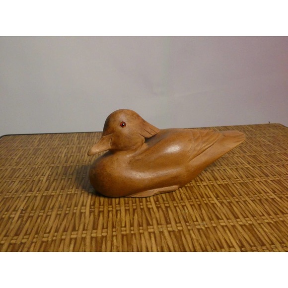 Vintage Wooden Duck Decoy With Glass Eyes - Picture 4 of 7